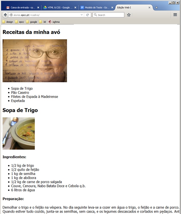 receitas da avó